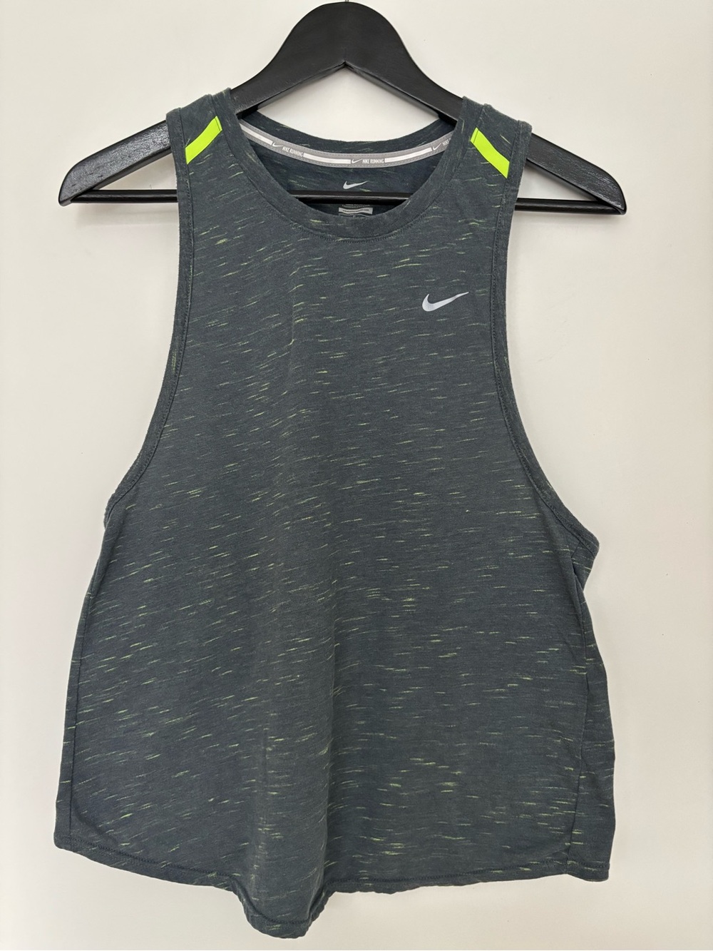 Nike Dri-FIT Charcoal Heather Tank with Neon Green Flecks